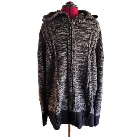 Weatherproof Men's Black and Gray Zip-Up Sweater With Hood - Picture 1 of 14